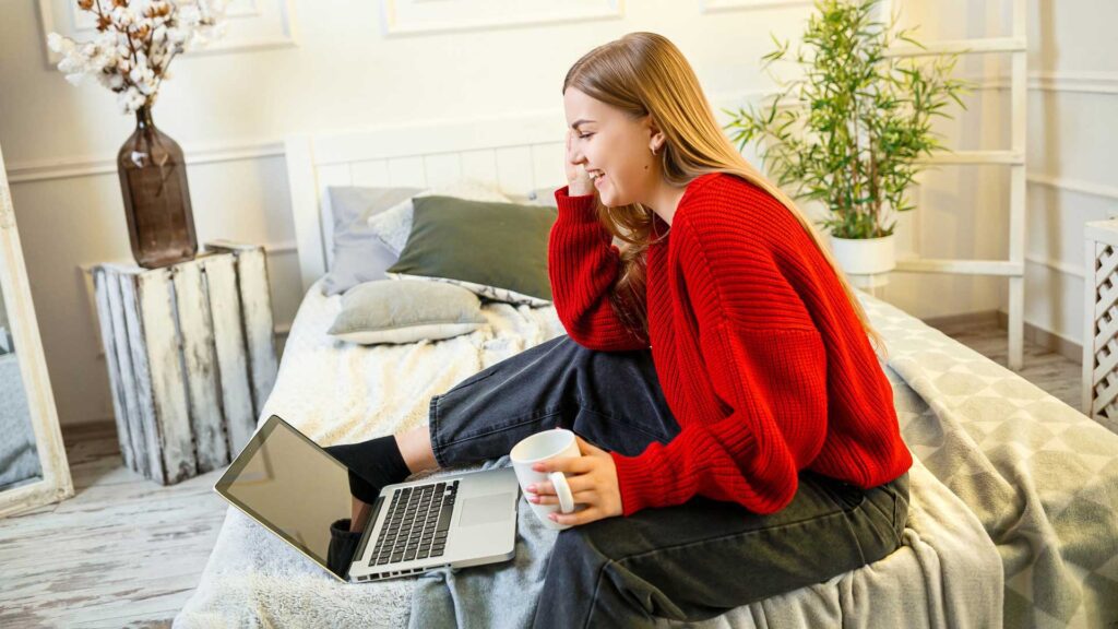 Girls Talking to Her Boyfriend and Feeling Happy