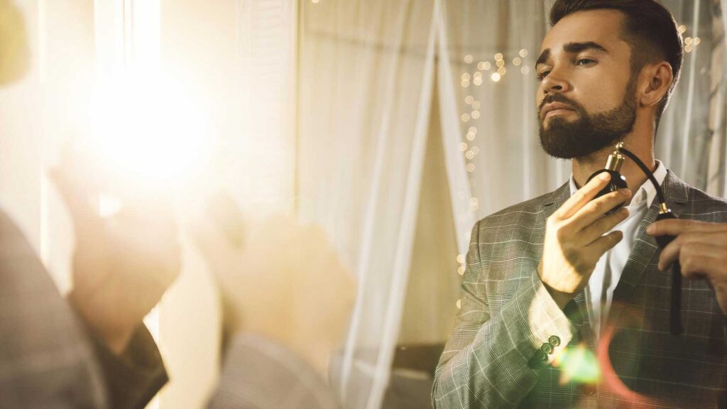 Man Focus on a Perfume Smell to attract a Beautiful Women