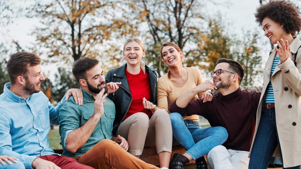 Young people having fun happy group friendship student lifestyle