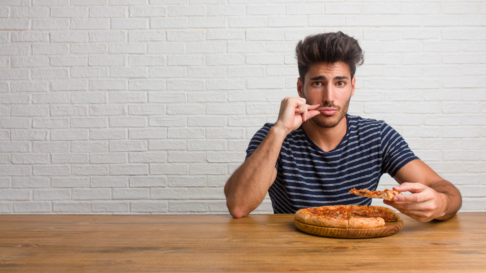 A man saying no to food because he hates his life.