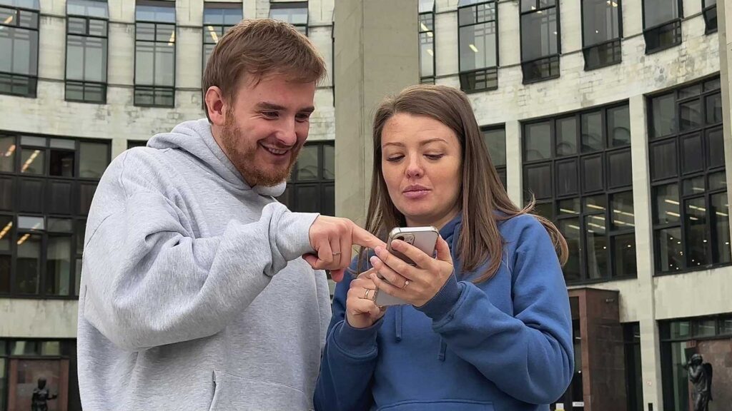 Friends Women and Students and Talking Outdoor with Communication While at Campus and Story