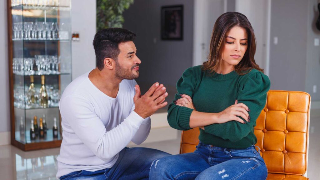 Woman Angry at her Husband. A Couple Fighting